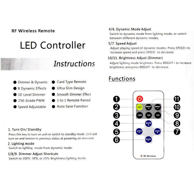 RF Draadloze Afstandsbediening LED Controller 12A 5 V-24 V LED RF Draadloze Mini Afstandsbediening Dimmer Controller voor LED strip met Gratis Verzending