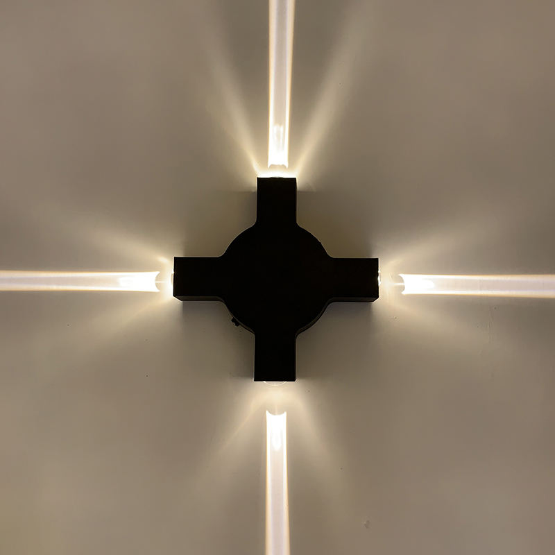 4W 12W LED Outdoor Wandlamp Cross Star 4 Zijverlichting Waterdicht IP65 Voor Tuindecoratie Buitenlicht