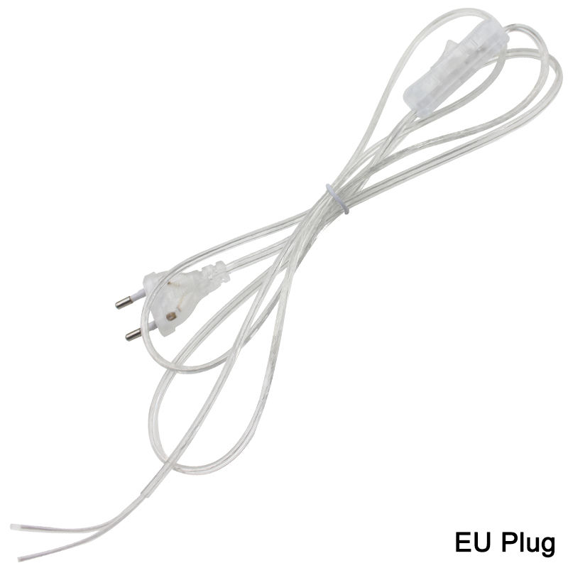 0,75 mm 2-lijns kabel 1,8 m aan-uit-netsnoer voor LED-lamp met knopschakelaar EU/US-stekker Lichtschakeling transparant