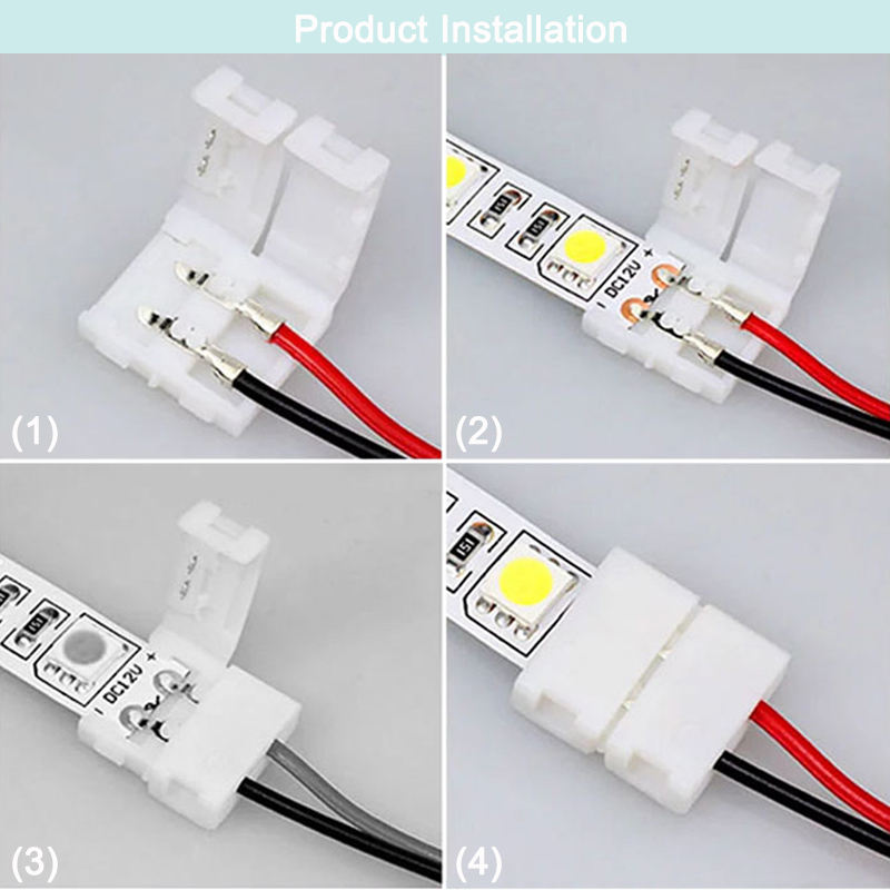 Dubbele LED Strip Connector 2pin 10mm met Draad Gratis Sluit Geen Behoefte Solderen/Lassen Connector Voor 5050/5630 Led Strip