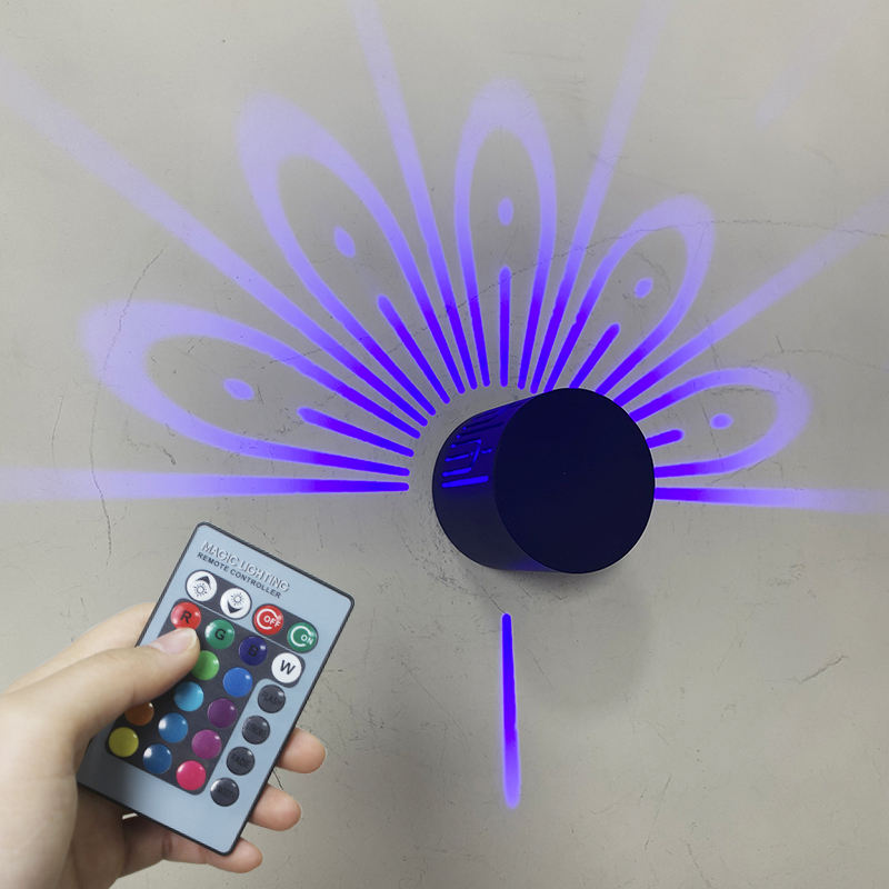 Creatieve Pauw Projectielamp Remote Touch RGB Kleurrijke Led Achtergrond Nachtlampje Dier Wandlamp Home Deco Voor Slaapkamer