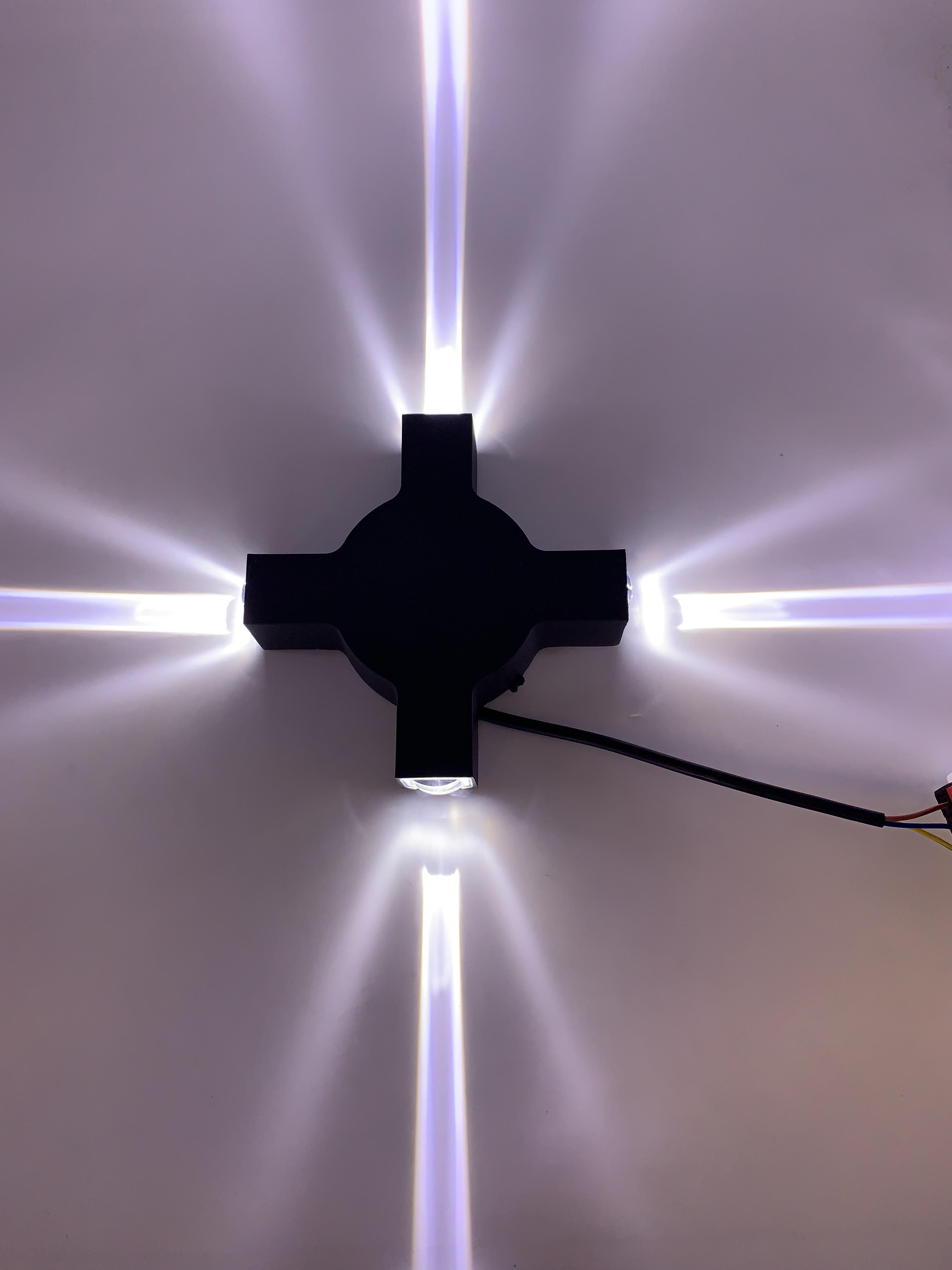 4W 12W LED Outdoor Wandlamp Cross Star 4 Zijverlichting Waterdicht IP65 Voor Tuindecoratie Buitenlicht