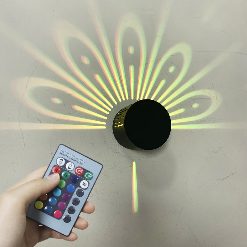 Creatieve Pauw Projectielamp Remote Touch RGB Kleurrijke Led Achtergrond Nachtlampje Dier Wandlamp Home Deco Voor Slaapkamer