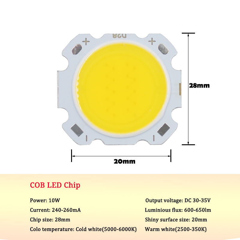 Fabriek groothandel COB lichtbron 10-50W high power high display index highlight geel licht wit licht COB lamp kralen