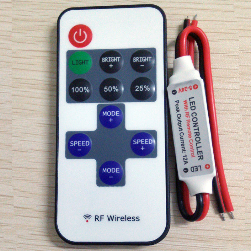 RF Draadloze Afstandsbediening LED Controller 12A 5 V-24 V LED RF Draadloze Mini Afstandsbediening Dimmer Controller voor LED strip met Gratis Verzending