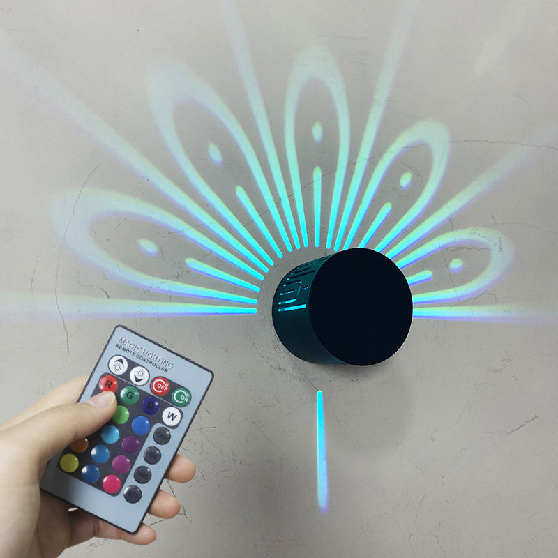 Creatieve Pauw Projectielamp Remote Touch RGB Kleurrijke Led Achtergrond Nachtlampje Dier Wandlamp Home Deco Voor Slaapkamer