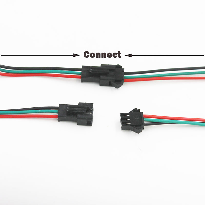 JST SM 3 Pins/kop Male naar Female Plug/Wire Quick Connector voor WS2812B RGB LED Strip