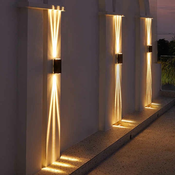 Outdoor decoratieve wandlamp waterdichte vierkante spotlight gang gangpad outdoor drie beam spotlight deur tuin licht