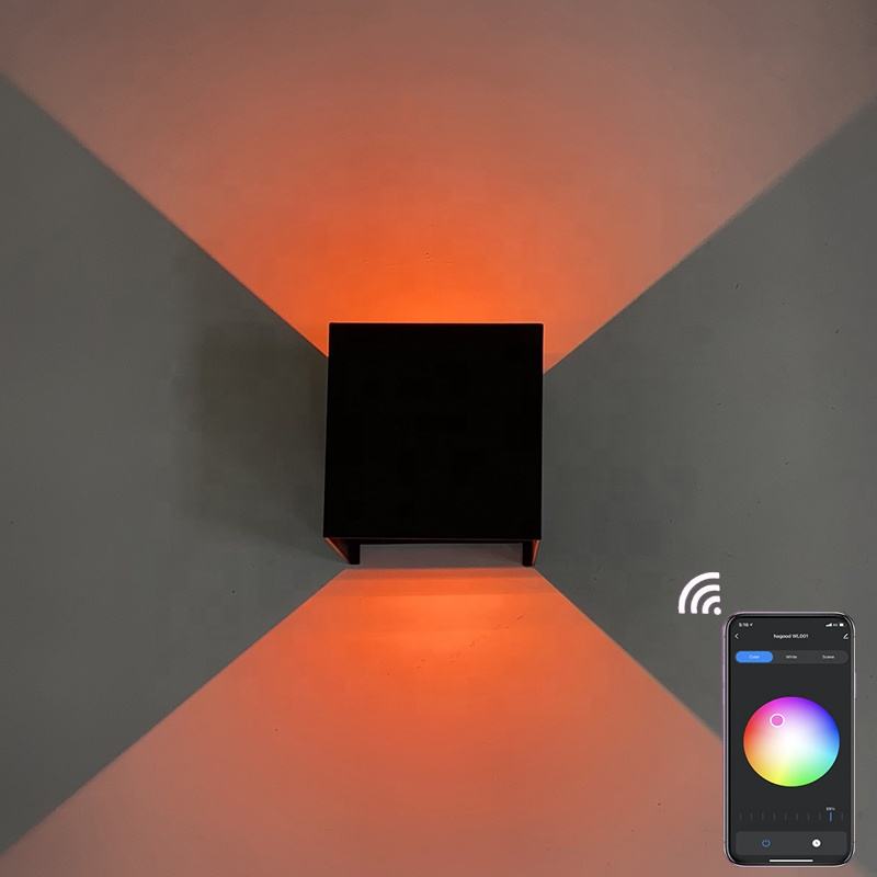 9W waterdichte wandlamp HG wandgemonteerde LED-wandlamp RGB nachtkastje Kleur Wifi Veranderende Google Assistant en Amazon Alexa