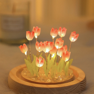 Handgemaakte Tulp Nachtlampje Warmtekrimpbare Film DIY Materiaal Kunstbloem Tulp Nachtlampje Home Decor Cadeau voor Gitlfriend