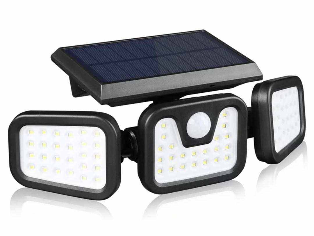 Hagood Outdoor waterdicht 3 Heads Wandlamp Three Heads 83 COB Solar Sensor LED Powered Security Lights