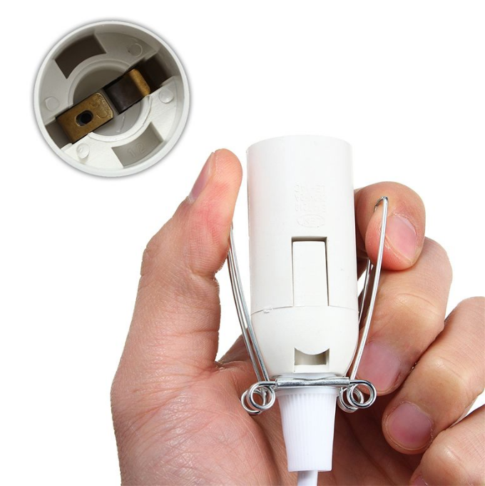 1.8m Netsnoer Kabel met Dimmer AAN UIT Schakelaar Metalen Clip E14 E27 Lampvoet Hanglamp Houder Socket Stekkersnoer voor Salt Rock light