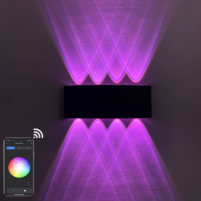 2022 Tuya App Smart Home Wifi App Gecontroleerde 85-265V Rgbw IP65 Aluminium Waterdichte Led Tuin Lamp smart Led Outdoor Up En Down Wandlamp