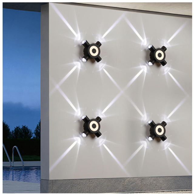 Cross stars modern design Een lichtstraal outdoor tuin IP65 led wandlamp waterdicht 4W/12W Buitenmuur Decoratief