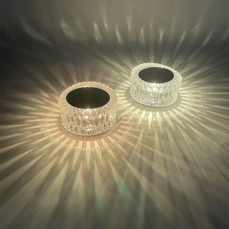 Rose Crystal Tafellamp Slaapkamer USB Opladen Nachtkastje Romantisch Nachtlampje Touch Control Tafellamp Petal Sfeer Servies Binnen Multicolor