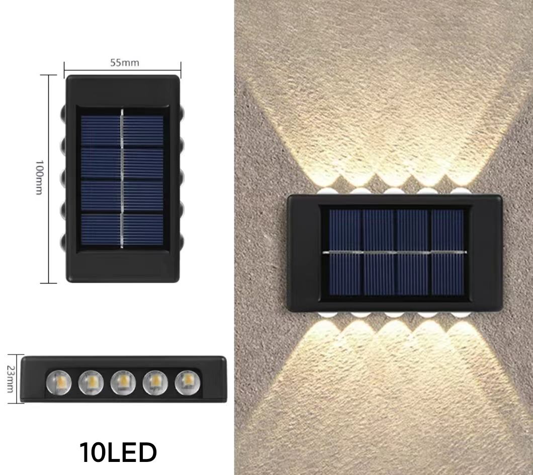  6LED op en neer zonne-wandlamp buitendecoratie tuin binnenplaats huis wandlamp waterdichte lichtgevende buitenartikelen
