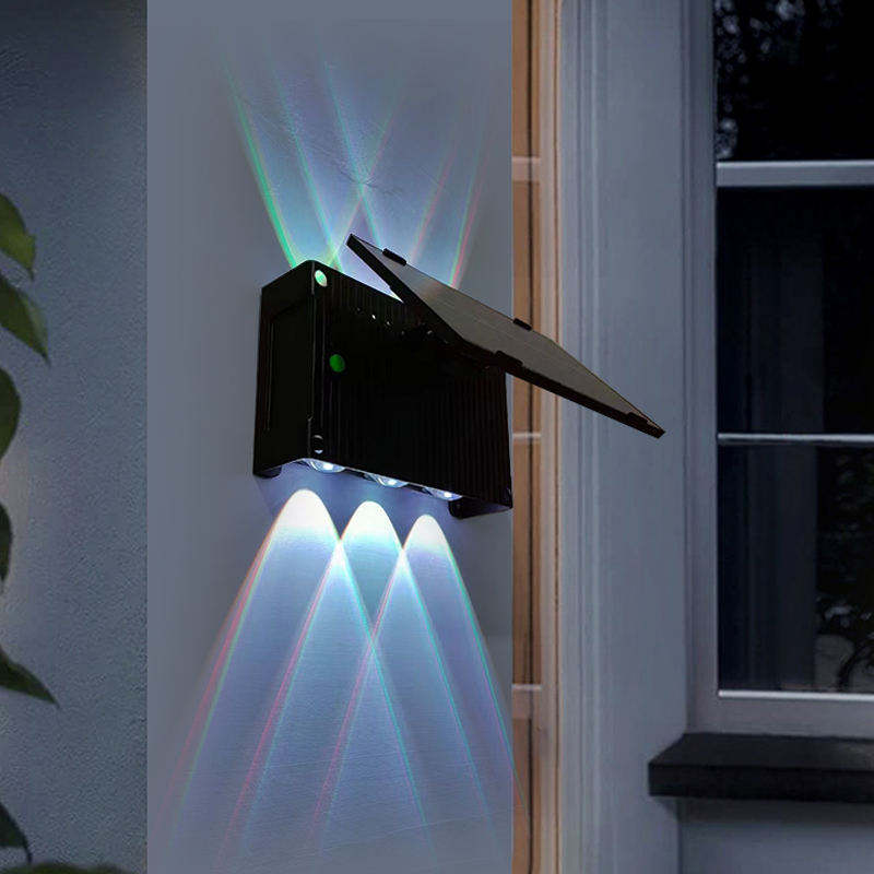 GISUN Nieuw product Intelligente lichtregeling Automatisch opladen 6W RGB Solar Wandlamp Led waterdicht licht voor tuin
