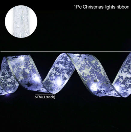 LED-lintverlichting Kerstboomversieringen Fairy String Lights DIY Lace Bow voor Navidad Home New Year Christmas Decoration Lamp
