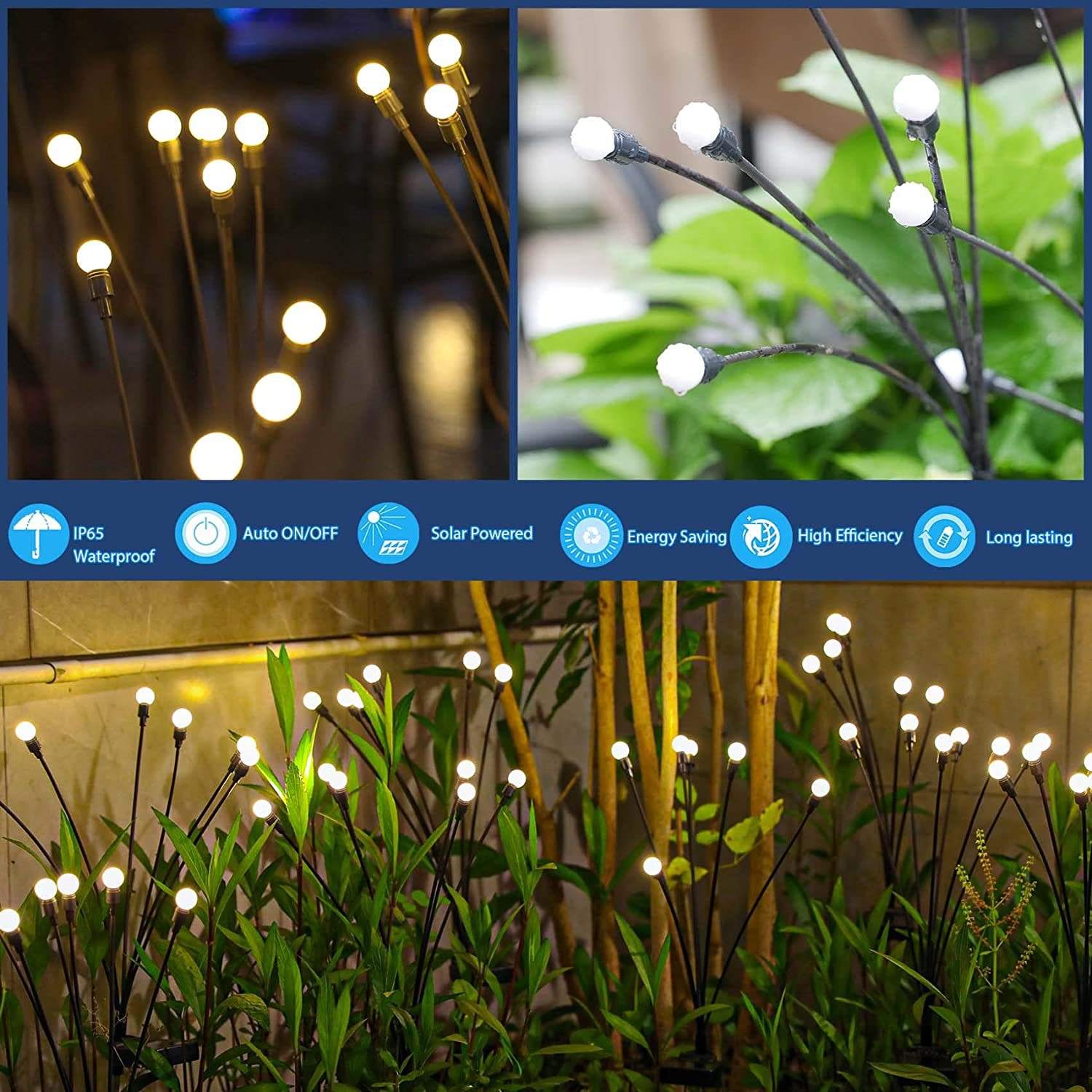 Firefly solar lamp Grass solar lamp led solar light Buitentuin decoratieve landschapsverlichting multi-kleur veranderende zonne-energie LED bloemverlichting voor tuin