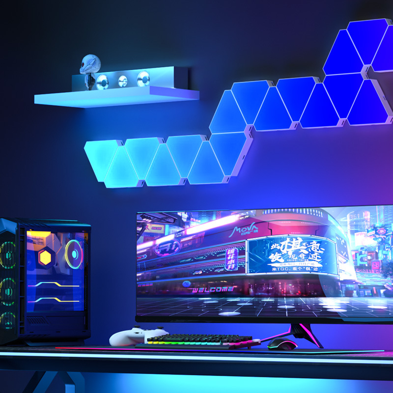 RGB Gaming Sfeer Licht Pickup Geluidsgestuurd Honingraat Quantum Tafel Kamer Decoratie Achtergrond Wandlamp USB APP WIFI