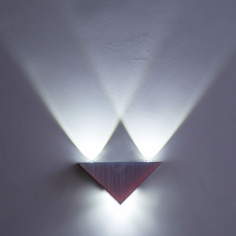 Driehoek 3W sliver led wandlamp voor binnenverlichting AC85-265V Verlichtingsarmatuur Aluminium Geen Flikkering Afstandsbediening Wandkandelaars