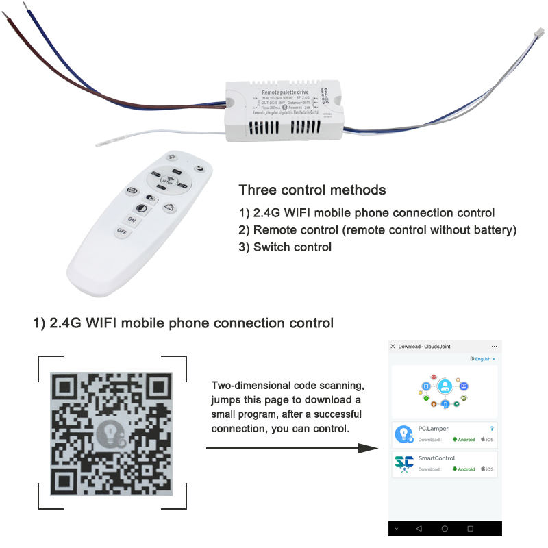 Smart 2.4G vervangende lichtbron oppervlak voor afstandsbediening kroonluchter plafond led-down light Plafondlamp controller