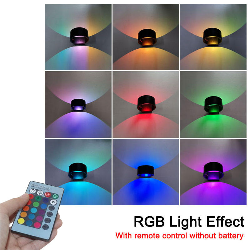 Moderne 3W 7W LED wandlamp RGB Aluminium Ronde LED Up en down wandlamp bedlampjes slaapkamer