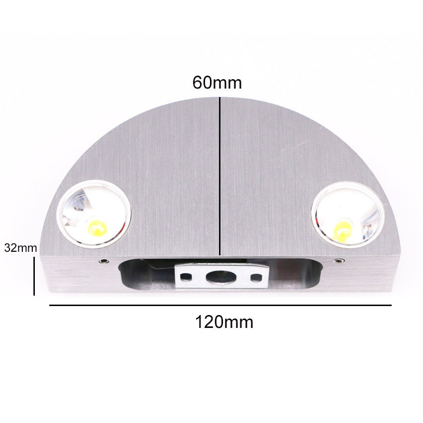 Halve cirkel 3W LED Wandlamp Aluminium Up Down Wandlampen voor Slaapkamer Nachtkastje Gang Woonkamer