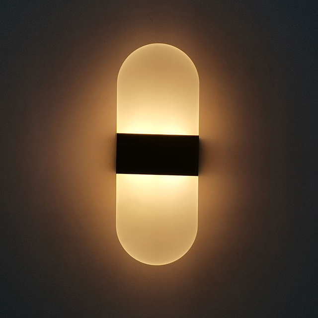 6W Ronde hoek Zwart Acryl wandlamp slaapkamer traplamp achtergrond wandlamp voor LED wandlamp hotel decoratie