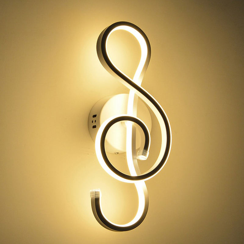 Muzieknoot Moderne Minimalistische Stijl Aluminium Decoratieve LED Wandkandelaar Creatieve Slaapkamer Woonkamer Gang Gangpad Wandlamp