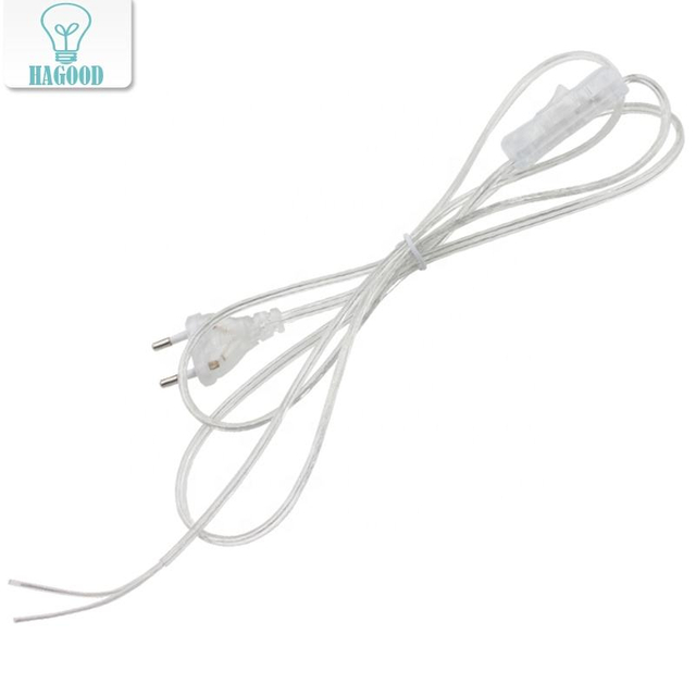 0.75mm 2 lijn Kabel 1.8m Aan Uit Netsnoer Voor LED Lamp met Knop switch EU/US Plug Licht Switching Transparante Draad Extension