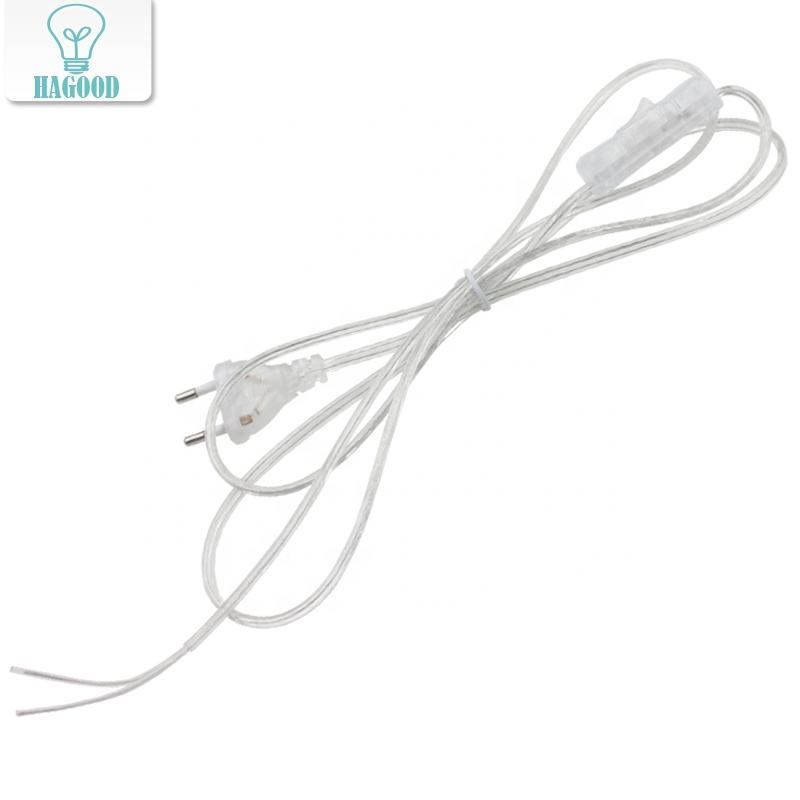 0.75mm 2 lijn Kabel 1.8m Aan Uit Netsnoer Voor LED Lamp met Knop switch EU/US Plug Licht Switching Transparante Draad Extension