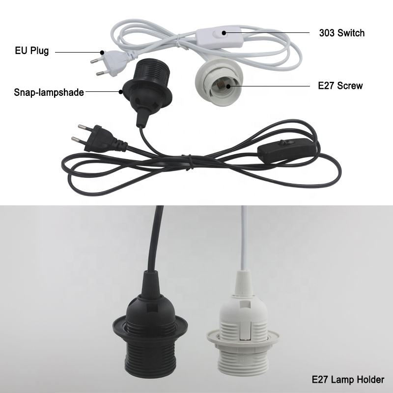 1.8 M Netsnoer Kabel E27 Hanglamp Houder EU Plug 303 Schakelaar 250 V 4A voor Opknoping Lamp LED Bulb Socket huishoudelijke geschikt