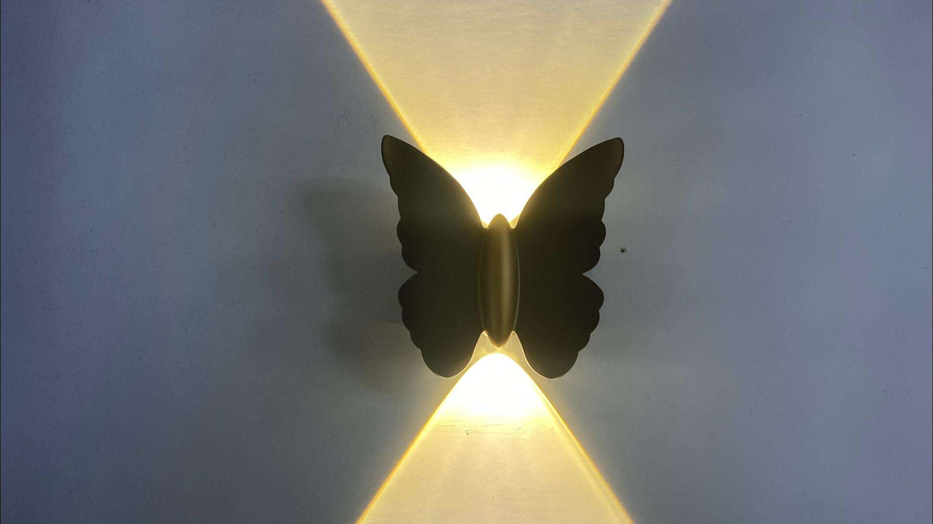 NIEUW 6W Hoogwaardige lamp fancy Butterfly Waterproof Lamp Black Gold Shell wandlamp en nachtlampje voor buiten
