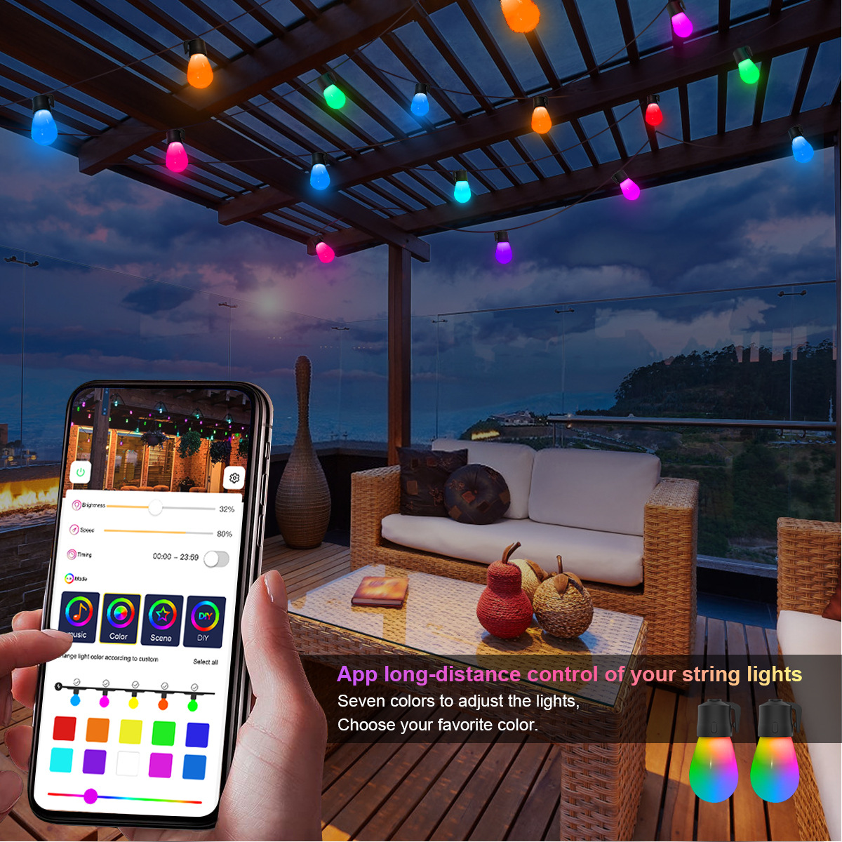 LED Solar String Lights Kerstdecoratie Gloeilamp IP65 Waterdichte Patio Lamp Holiday Garland Voor Outdoor Tuinmeubelen