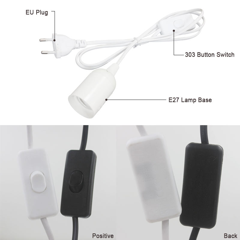 Eu Plug e27 netsnoer lamphouder Met Eu Plug Aan/uit Schakelaar VDE OEM 2.5A 250 V beste prijs kwaliteit Voor Hanglamp