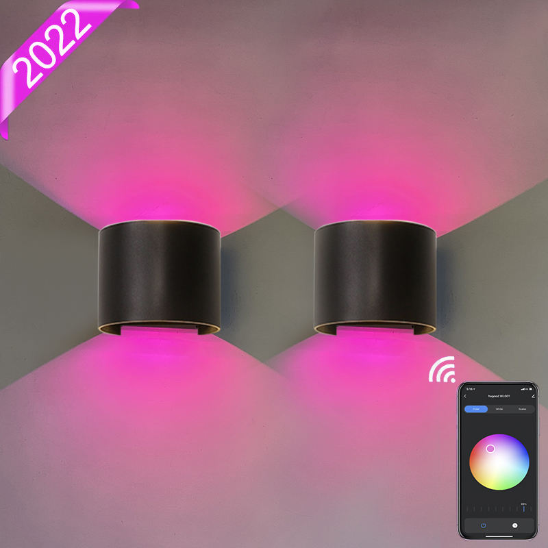 Nieuwste versie Wifi Waterdichte wandlamp RGBW Buitenschans Kleurverandering door slimme app-lamp Ondersteuning Amazon Alexa Google Assist