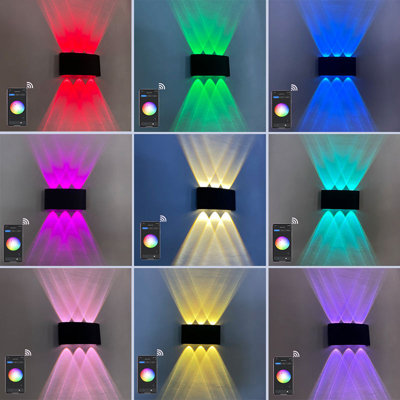 Outdoor Wandlamp APP Afstandsbediening Bluetooth-compatibel Dimbare LED Wandlamp RGB Gebruikt Voor Vakantie Decoratie AC85-265V