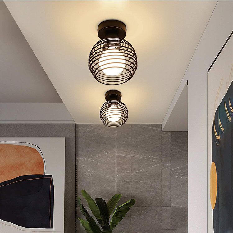 interieur vintage ijzeren e27 plafondverlichting armaturen voor gang gangpad indoor retro led plafondlamp voor slaapkamer woonkamer zwart