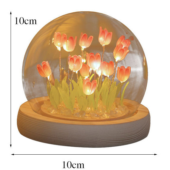 Handgemaakte Tulp Nachtlampje Warmtekrimpbare Film DIY Materiaal Kunstbloem Tulp Nachtlampje Home Decor Cadeau voor Gitlfriend