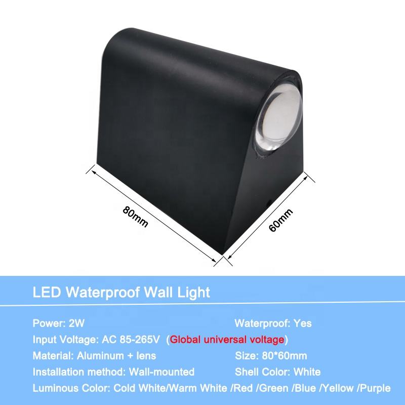 Moderne Waterdichte Outdoor 2W Led Wandlamp IP65 Aluminium Up En Down Wandlamp Tuin Veranda Blaker Decoratie licht 110V 220V