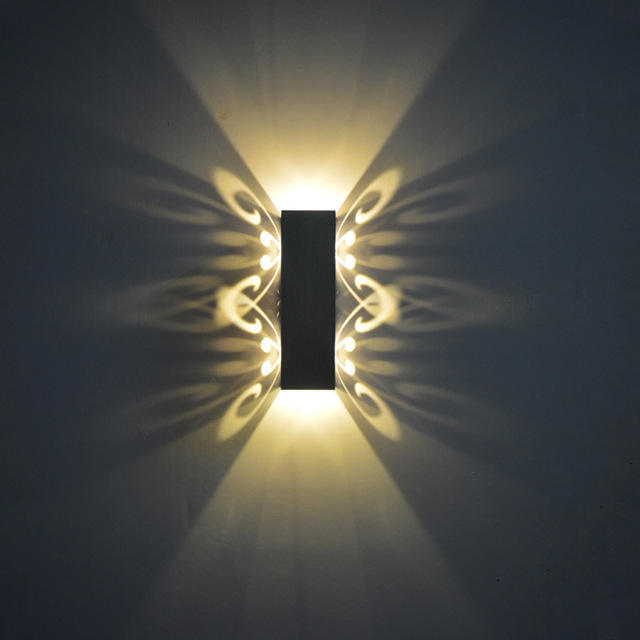 Nieuwe collectie 6W dubbele Butterfly Aluminium led-wandkandelaar voor binnenwandlampen Beauty Room bloem achtergrond nachtlampje