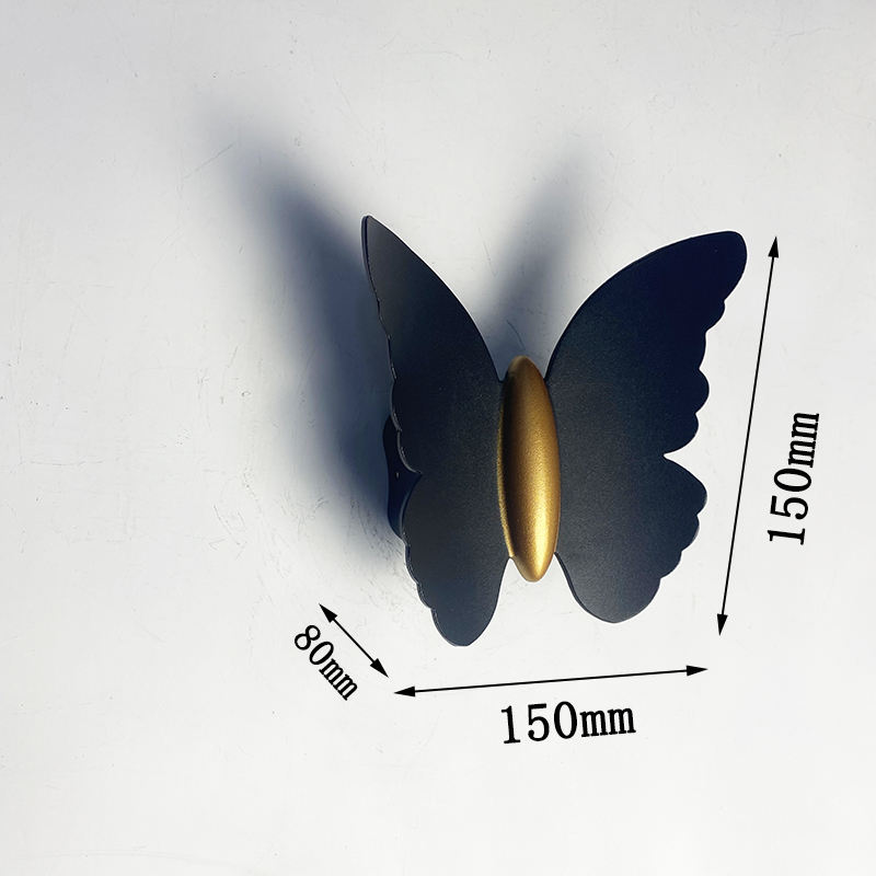 NIEUW 6W Hoogwaardige lamp fancy Butterfly Waterproof Lamp Black Gold Shell wandlamp en nachtlampje voor buiten
