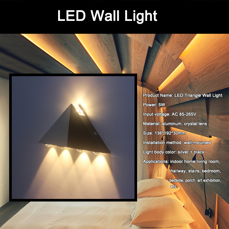 Decoratief led-licht Driehoekige wandlamp en nachtlampje voor binnen met fabrieksprijs