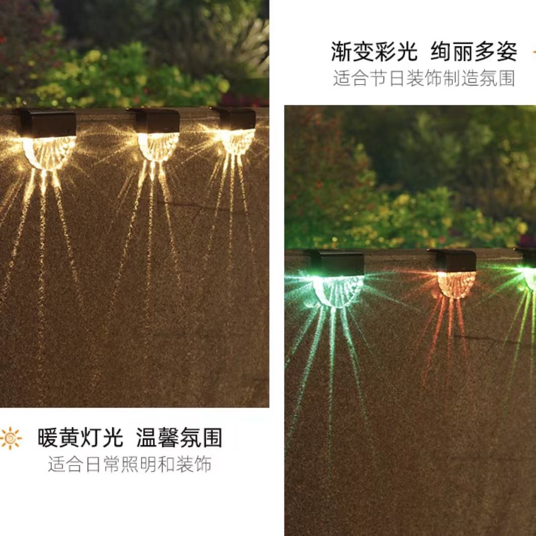 Warm licht + RGB kleur LED Solar Lamp Path Trap Zonne-energie Balkon Licht Outdoor Tuinverlichting solar light solar lamp