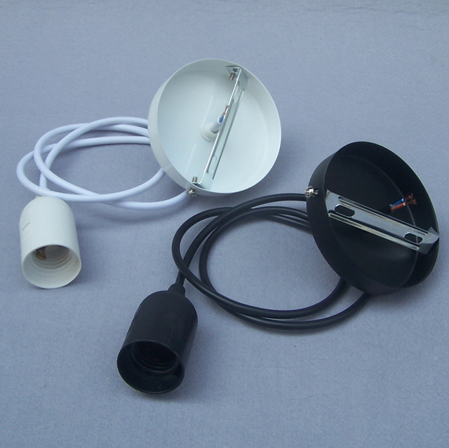 Europese norm E27 metalen lamphouder montage E27 ijzeren lamphouder gekleurd gevlochten draad E27 Plafondlamp houder kit