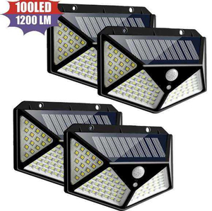 100LED zonne-wandlamp binnenplaats vierzijdige lichtgevende zonnelamp menselijk lichaam inductie waterdichte buitenlamp