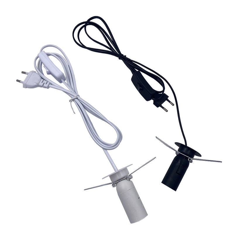 1.8 m Netsnoer Kabel met Dimmer AAN UIT Schakelaar Metalen Clip E14 E27 Lampvoet Hanglamp Houder Socket Stekkersnoer voor Salt Rock Lamp