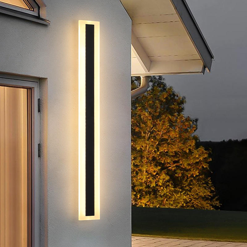 Moderne Eenvoudige Lange Strip Indoor Aluminium Wandlamp Waterdichte Outdoor Wandlamp Behuizing 360 graden tuin wandlamp