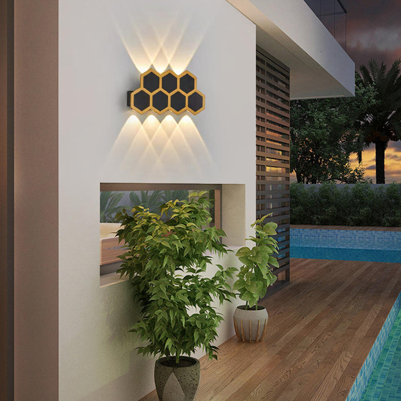 Goud Wandlamp Kleur Up and Down Outdoor Wandlamp IP65 Veranda Tuin Wandlamp & Binnen Slaapkamer Bedlampjes Decoratie Verlichting Aluminium Buitenschansen